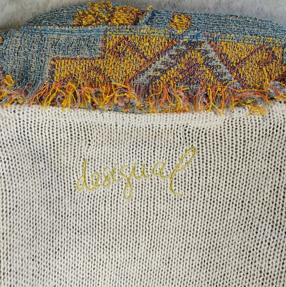 Desigual Drape Cardigan Womens Medium Aztec Southwestern Boho Open Front Artsy - Picture 9 of 16